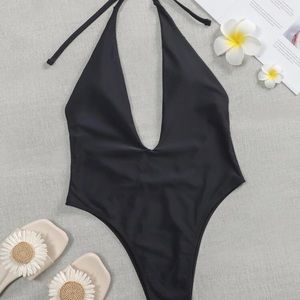 Shein one piece swimsuit black